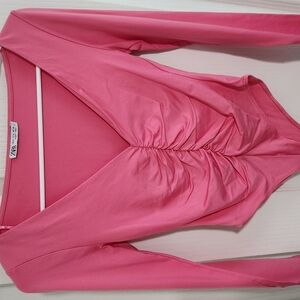 Zara Pink Ruched Long Sleeve Bodysuit